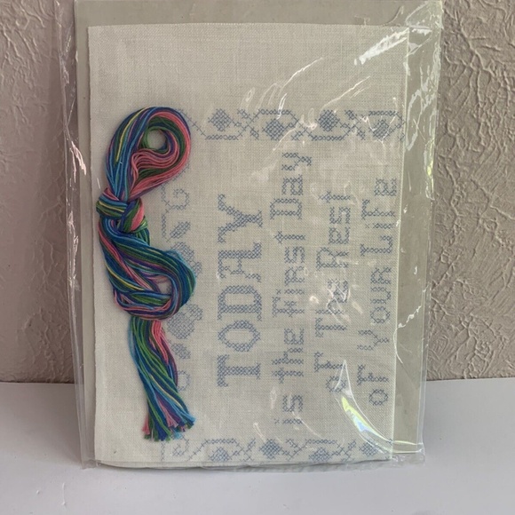 Bucilla Needlework Cross Stitch Sampler Today Is The First Day Linen Kit - Picture 4 of 4
